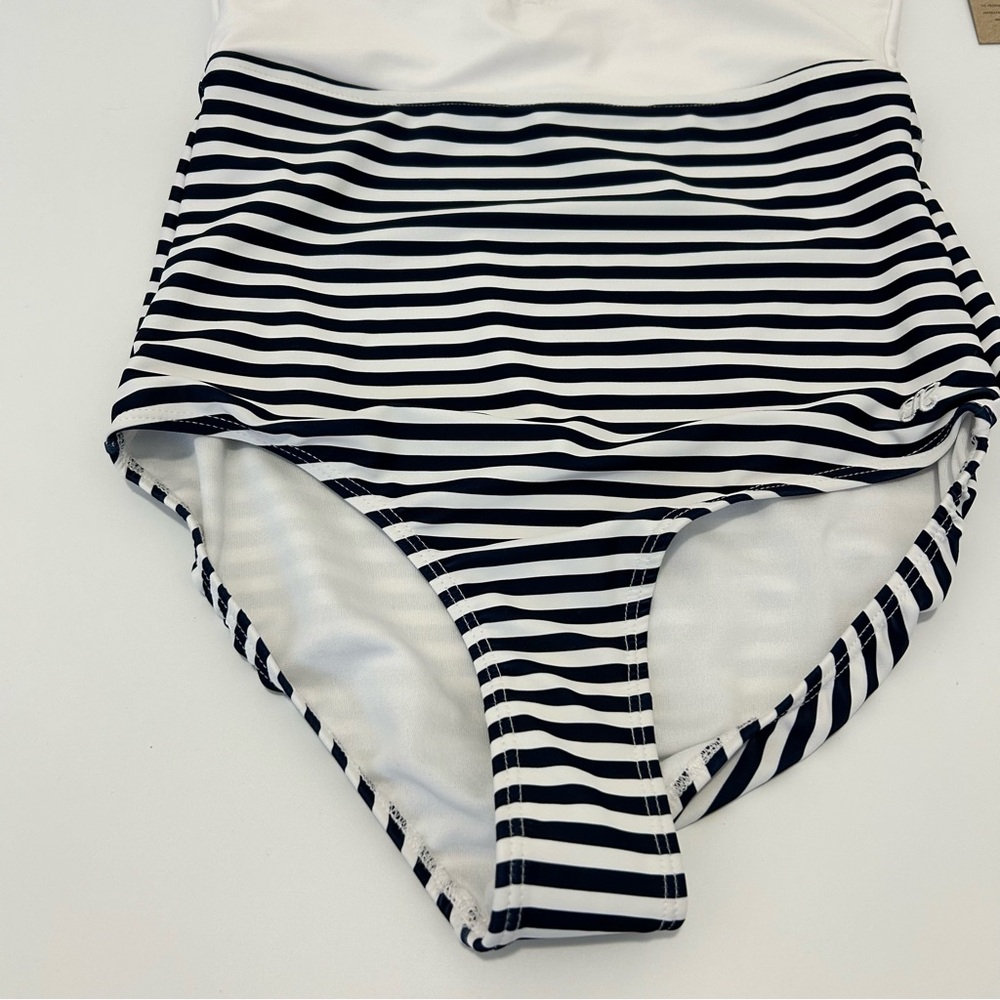 NEW Albion Sailor Front Zip One Piece Nursing Striped Womens Small Blue White - Picture 3 of 9